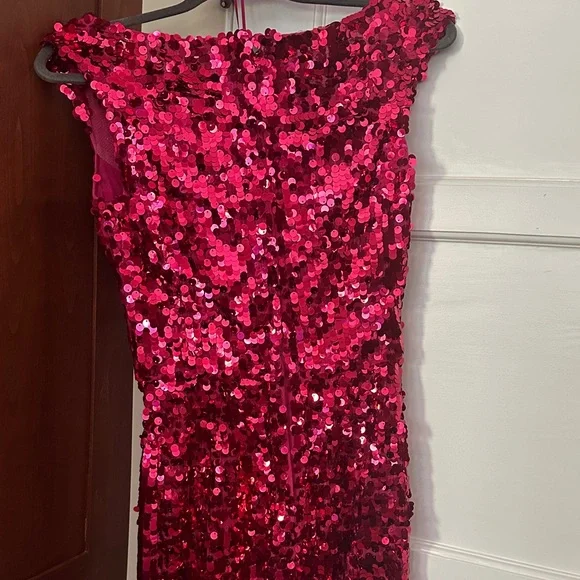 Dolce & Gabbana Hot Pink Sequin Midi Dress - Picture 5 of 5